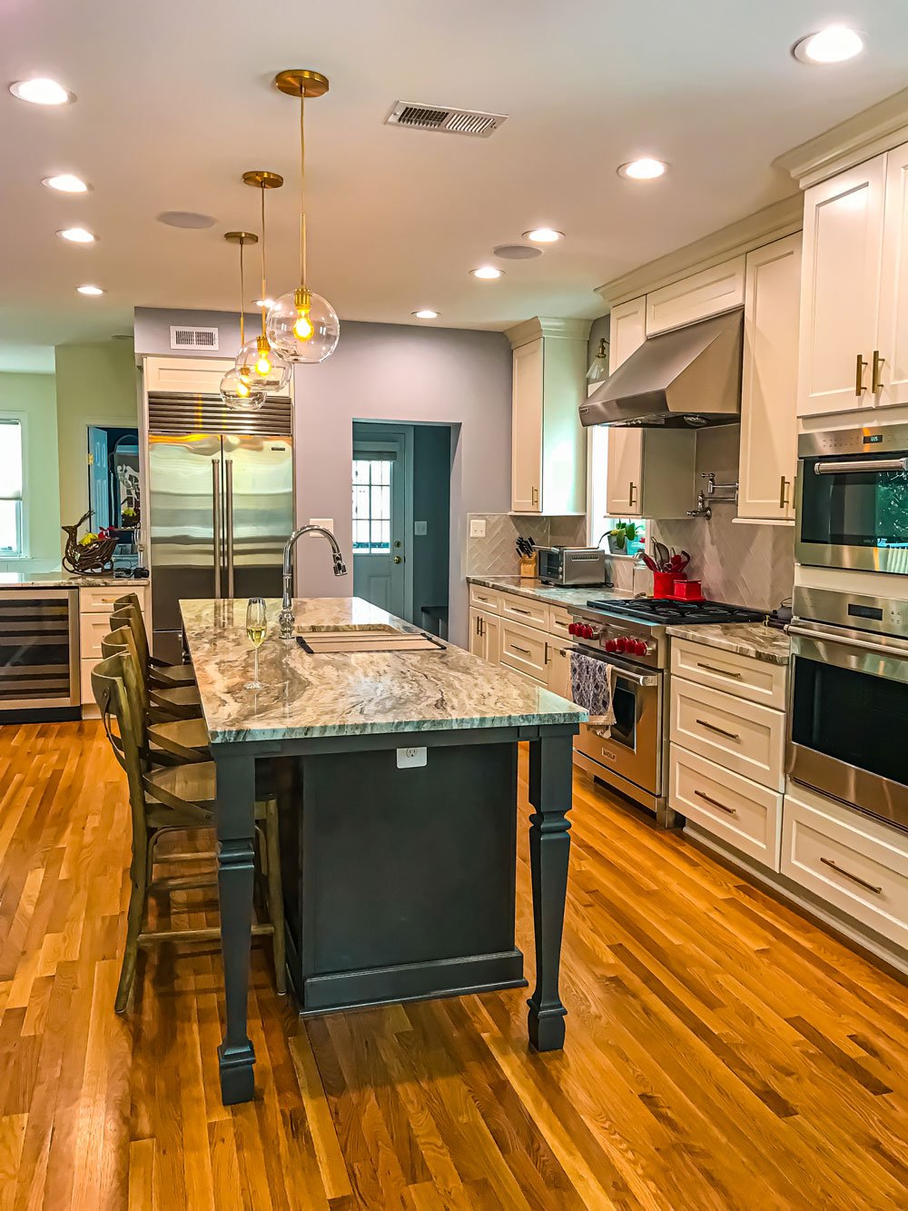 Dark wood and granite countertops kitchen remodel
