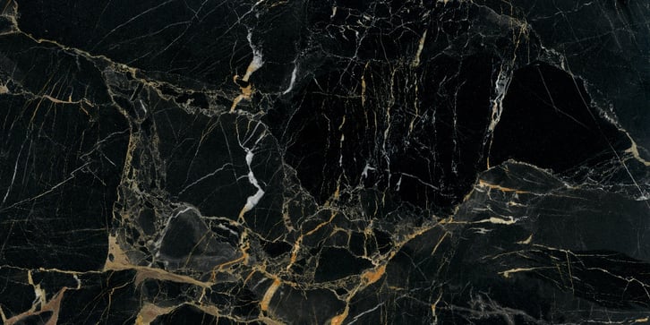 Black marble with rust and white colored veins.