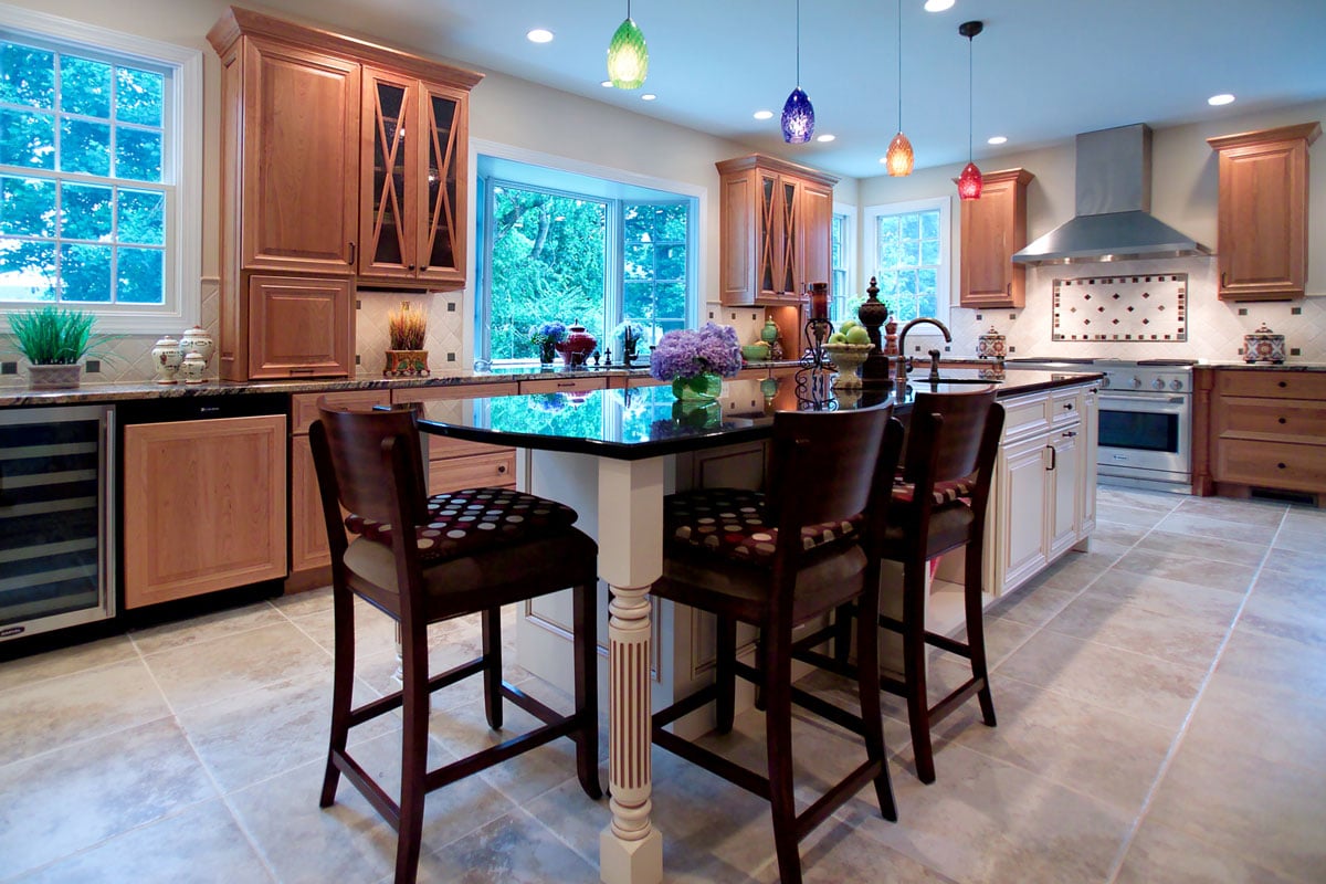 Dining table and kitchen island combo with high-boy chairs