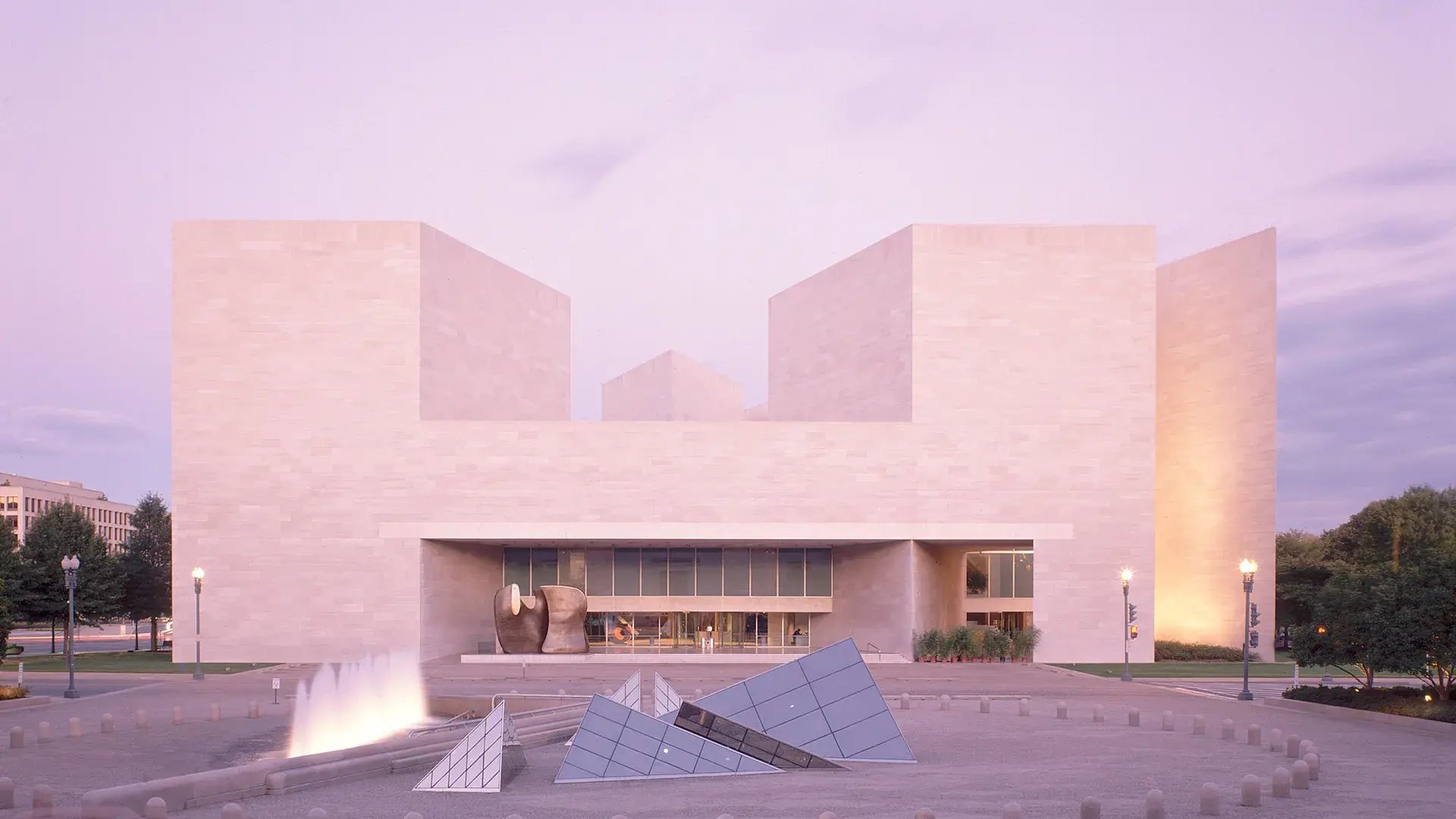 The main entrance of the East Wing of The National Gallery of Art in Washington D.C.